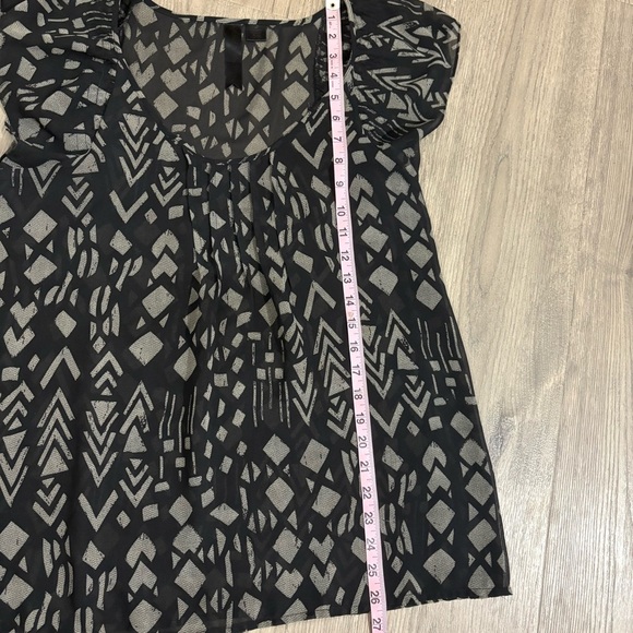 Sheer Black Beige Whimsigoth Blouse Sz S Fairy Witchy - Picture 8 of 8